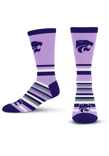 Lotta Stripe K-State Wildcats Mens Crew Socks - Lavender