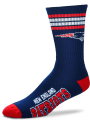 New England Patriots 4 Stripe Deuce Crew Socks - Navy Blue