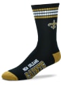 New Orleans Saints 4 Stripe Deuce Crew Socks - Black