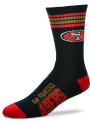 San Francisco 49ers 4 Stripe Deuce Crew Socks - Black