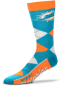 Miami Dolphins Team Logo Argyle Socks - Blue