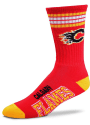 Calgary Flames 4 Stripe Deuce Crew Socks - Red