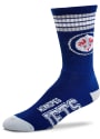 Winnipeg Jets 4 Stripe Deuce Crew Socks - Navy Blue