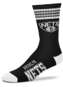 Brooklyn Nets 4 Stripe Duece Crew Socks - Black