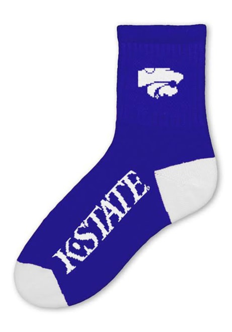 Purple Logo Name K-State Wildcats Mens Quarter Socks - Purple