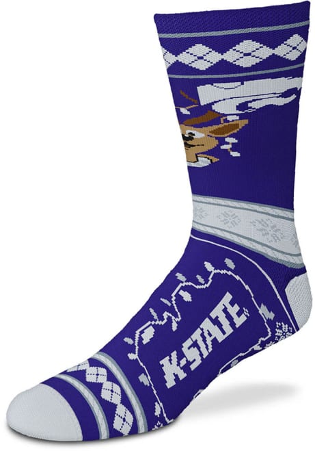Sweater Stripe K-State Wildcats Mens Crew Socks - Purple