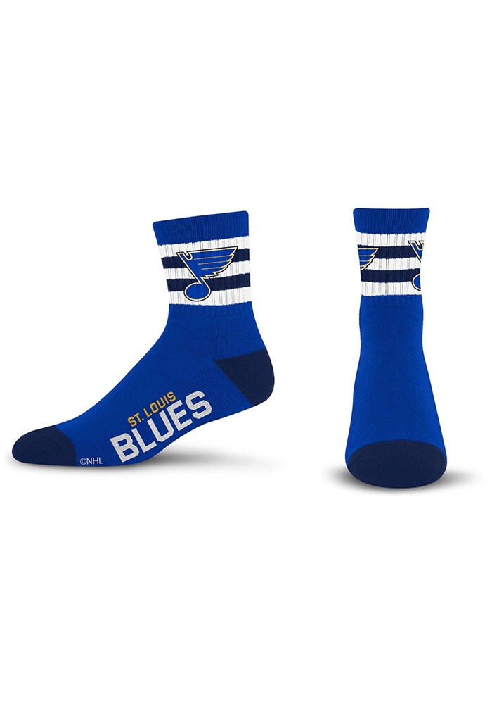 St Louis Blues 5 Stripe Logo Mens Quarter Socks BLUE