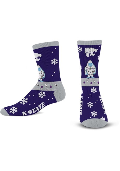 Sweater Yeti K-State Wildcats Mens Crew Socks - Purple
