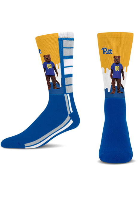 Mascot Drip Pitt Panthers Mens Crew Socks - Blue