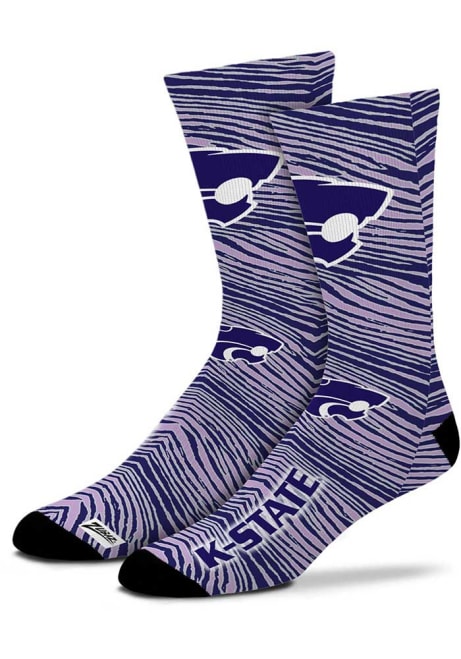 Zubaz Zubified K-State Wildcats Mens Crew Socks - Lavender