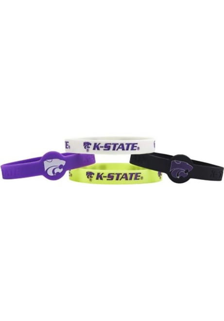 4pk Silicone Emblem K-State Wildcats Kids Bracelet