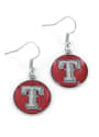 Texas Rangers Womens Glitter Dangler Earrings - Red