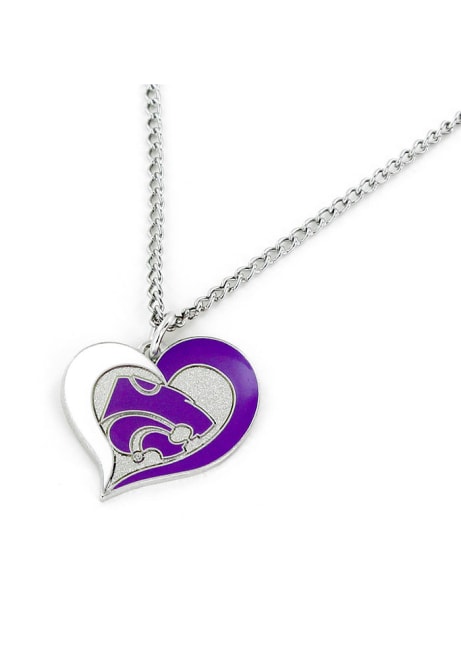 Swirl Heart K-State Wildcats Womens Necklace - Purple