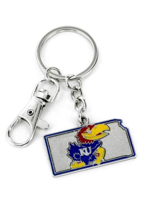 Kansas Jayhawks State Shape Keychain