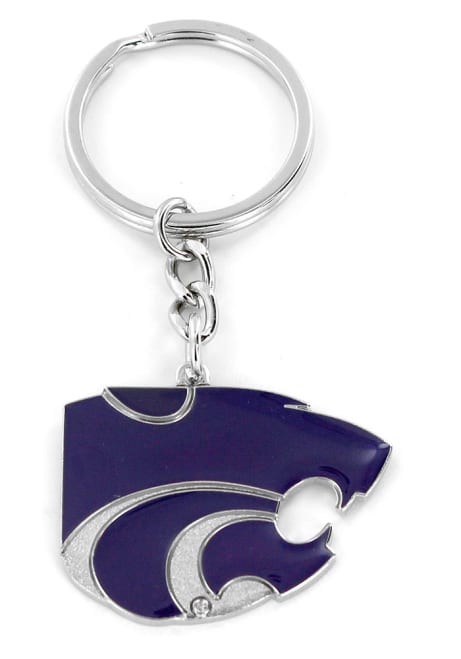 Purple K-State Wildcats Power Cat Logo Keychain