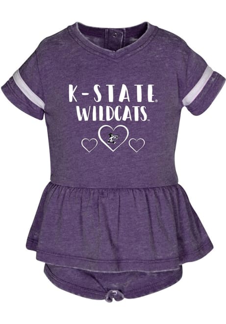 Baby Girls Purple K-State Wildcats Penny Burnout Short Sleeve Dress