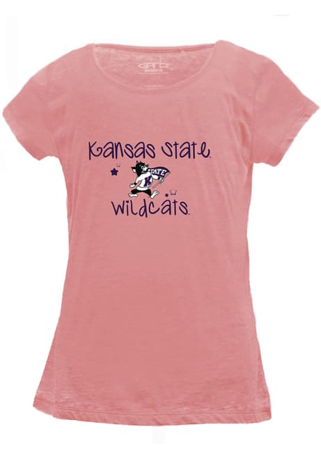 Girls Pink K-State Wildcats Charlotte Script Short Sleeve Fashion T-Shirt