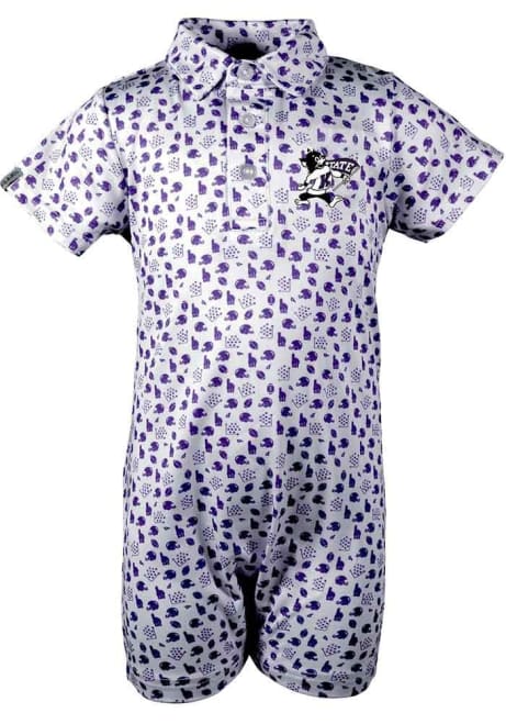 Baby Purple K-State Wildcats Earnest Fball Short Sleeve One Piece Polo