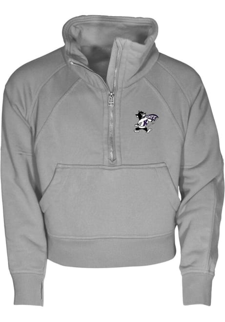 Girls Grey K-State Wildcats Dawn LS Tops Qtr Zip