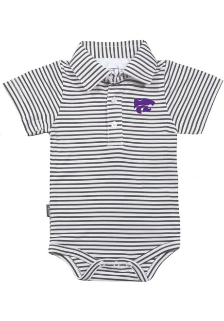 Baby Charcoal K-State Wildcats Carson Striped Short Sleeve One Piece Polo