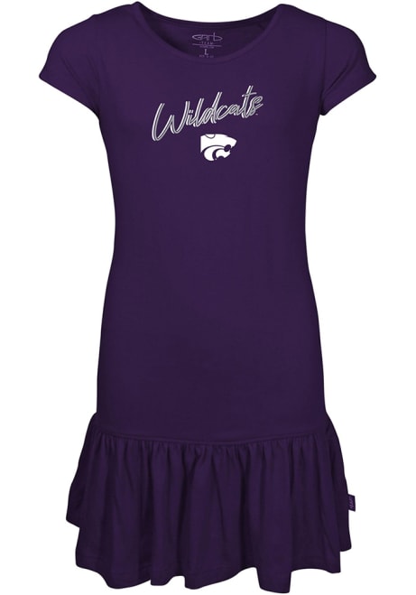 Girls Purple K-State Wildcats Corrine Short Sleeve Dress