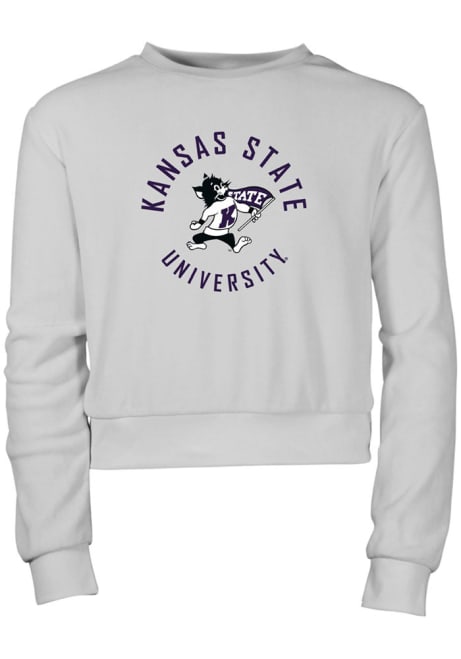 Girls Grey K-State Wildcats Sloan Long Sleeve Crew Sweatshirt