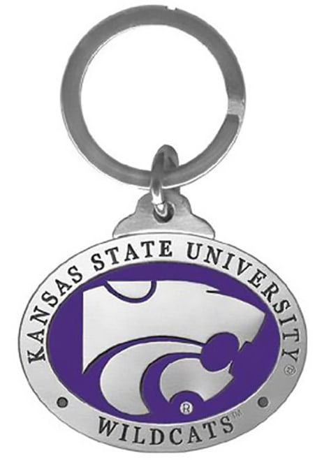 Purple K-State Wildcats Metal Powercat Design Keychain