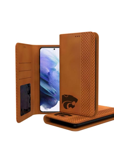 Brown K-State Wildcats Galaxy Woodburned Folio Phone Cover