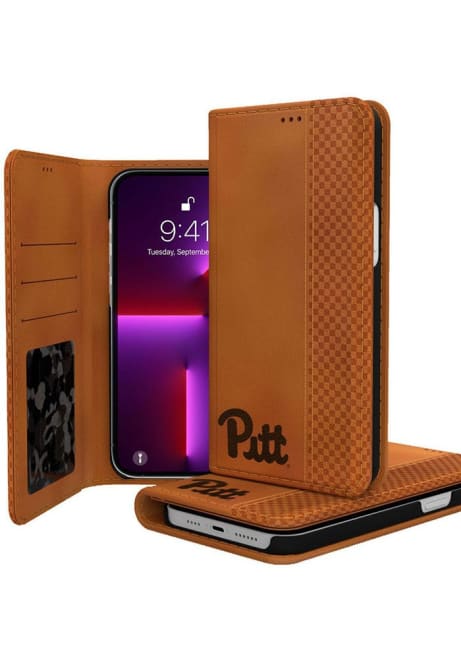 Brown Pitt Panthers iPhone Woodburned Folio Phone Cover