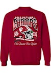 Main image for Mens Indiana Hoosiers Red Something Inked 2025 CFP National Champions Ribbon Crew Sweatshirt