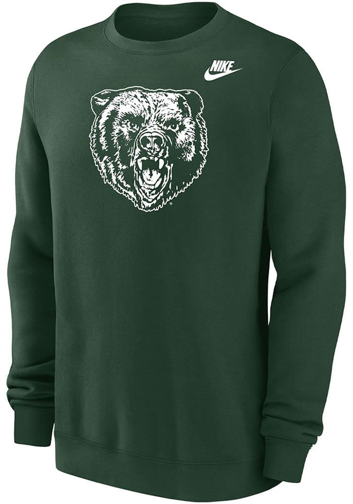 Nike Baylor Bears Mens GREEN Football Growling Bear Crew