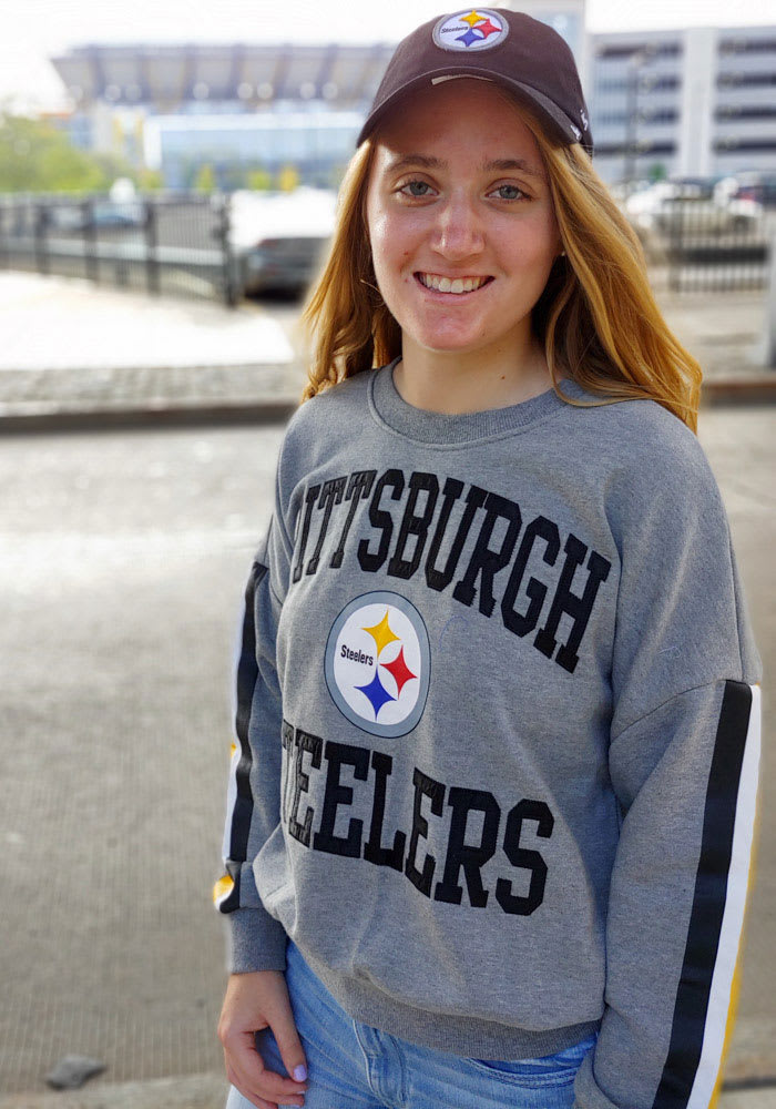 Pittsburgh Steelers Womens Grey Cozy Crew Sweatshirt Crew