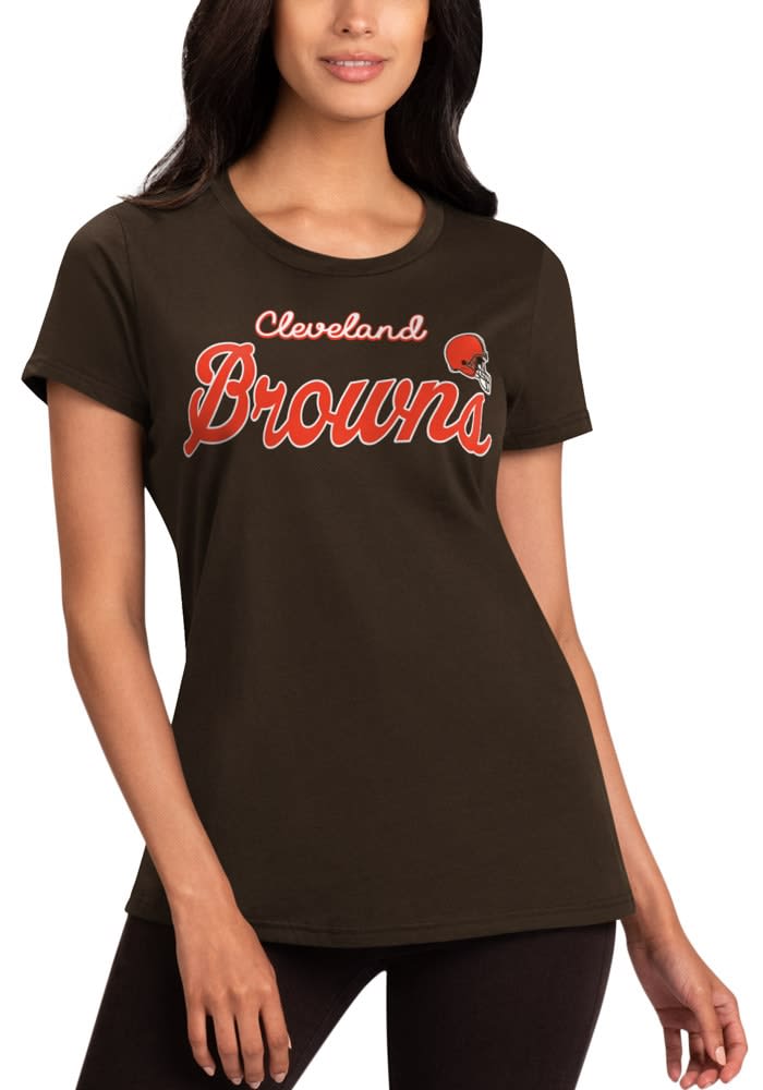 G III Apparel Group Cleveland Browns Women s Black Record Setter Short Sleeve Tshirt Black 60 Cotton 40 POLYESTER Size XL Rally House