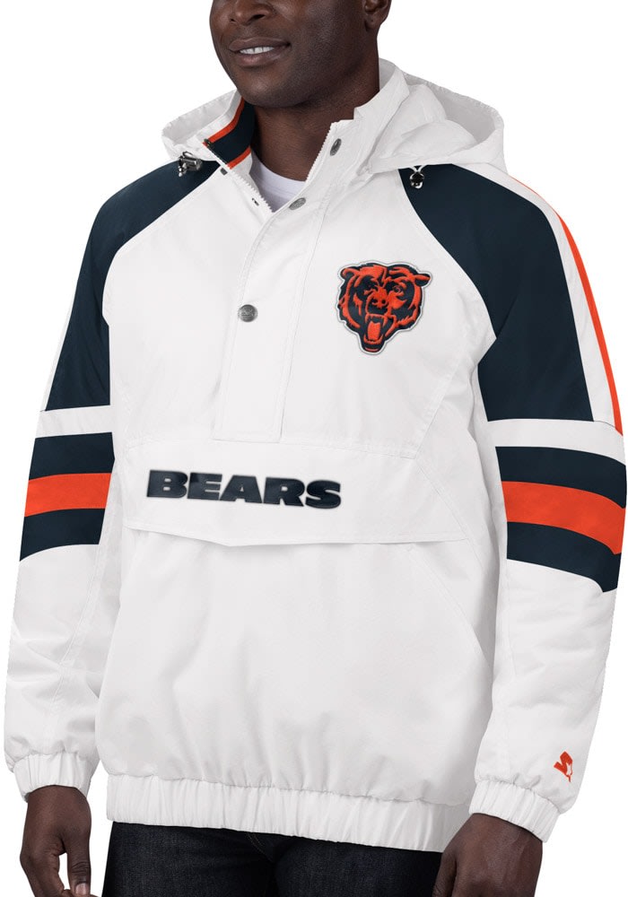 Vintage Rare shops White Chicago Bears Starter Hooded Pullover Jacket Size Medium