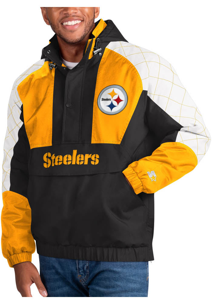 Starter Pittsburgh Steelers Mens Body Check BLACK Pullover Jackets