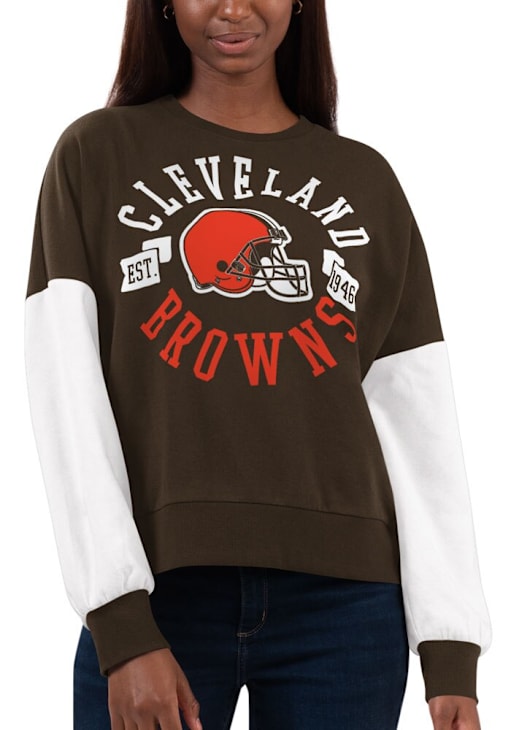 Cleveland Browns Womens Brown Team Pride Long Sleeve Crew Sweatshirt