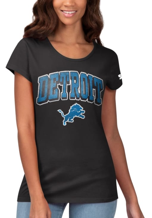 Detroit Lions Womens Endzone T Shirt Black 8661