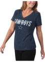 Dallas Cowboys Womens Glitter T-Shirt - Navy Blue