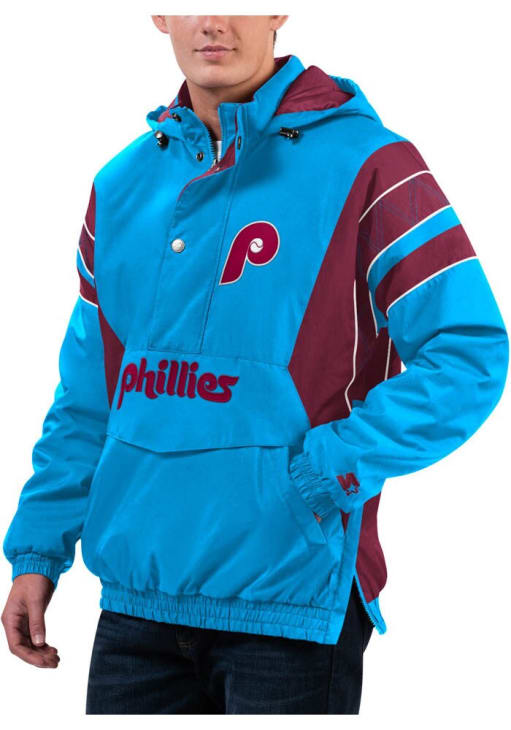 Starter Philadelphia Phillies Mens Light Blue Home Team Pullover Jackets
