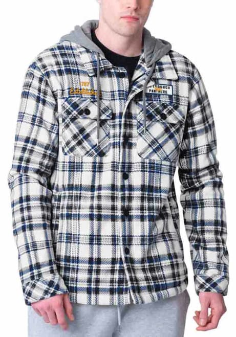 Mens Blue Pitt Panthers Sherpa Lined Flannel Medium Weight Jacket