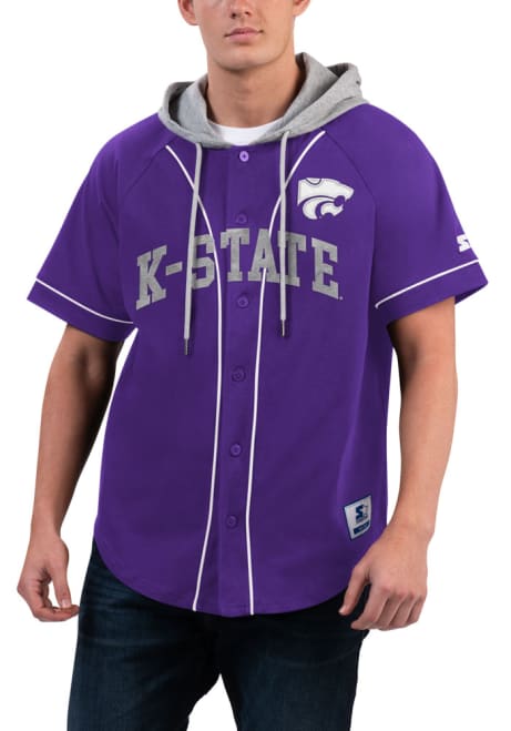 Mens K-State Wildcats Purple Starter Grand Slam Baseball Long Sleeve Fashion Hood