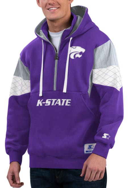 Mens K-State Wildcats Purple Starter Shotgun Long Sleeve Fashion Hood