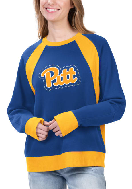 Womens Blue Pitt Panthers Game Plan Crew Sweatshirt