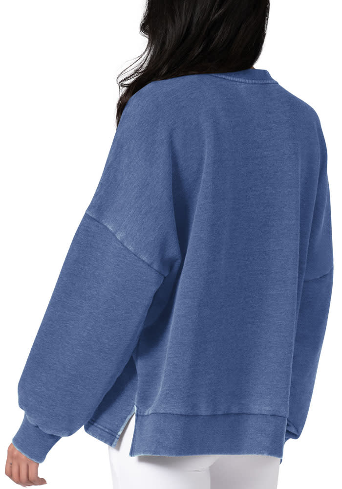 Detroit Lions Womens LIONSBLUE Burnout Long Sleeve Crew Sweatshirt