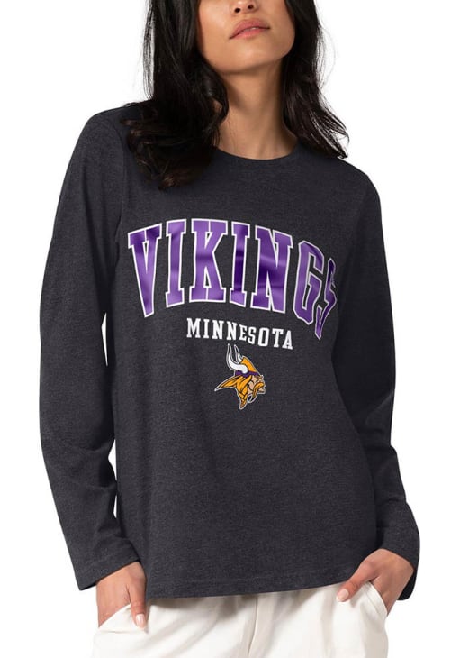 Minnesota Vikings Womens Black Foil LS Tee