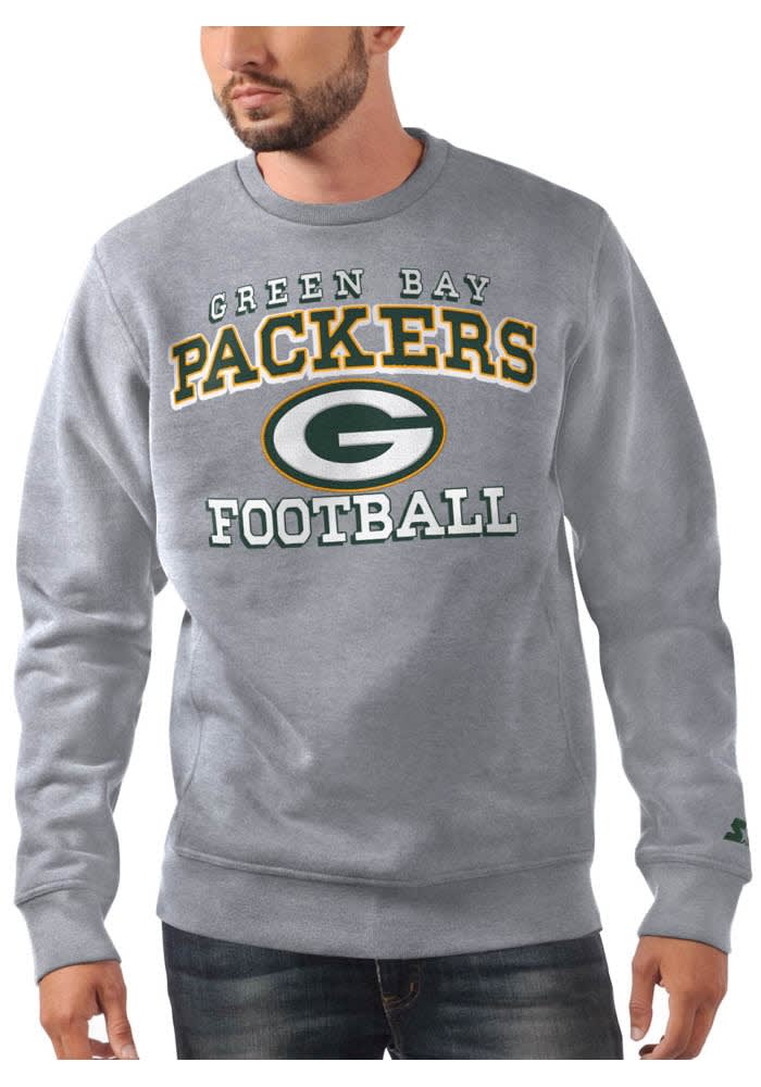 NFL GREEN BAY PACKERS スウェット　パッカーズ　グレー　L Starter Green Bay Packers Mens GREY Sport Drop Crew Sweatshirt
