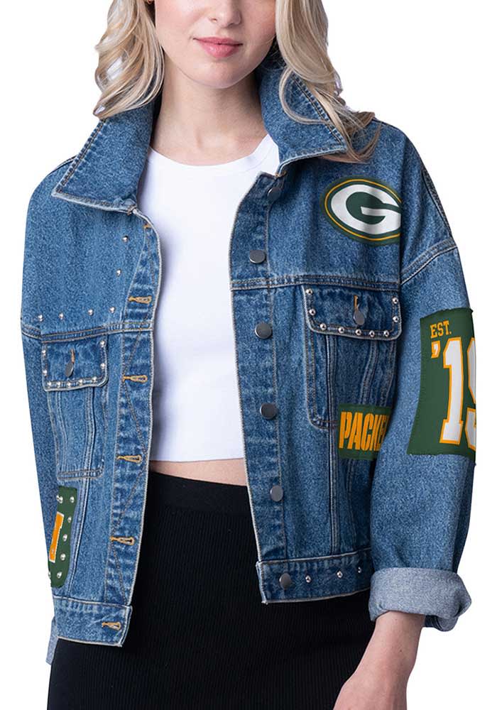 Sz 2024 Medium Green Bay Packers Jean Jacket