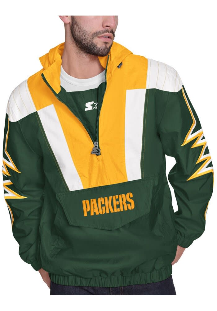 Starter Green Bay Packers Mens Shockwave GREEN Pullover Jackets