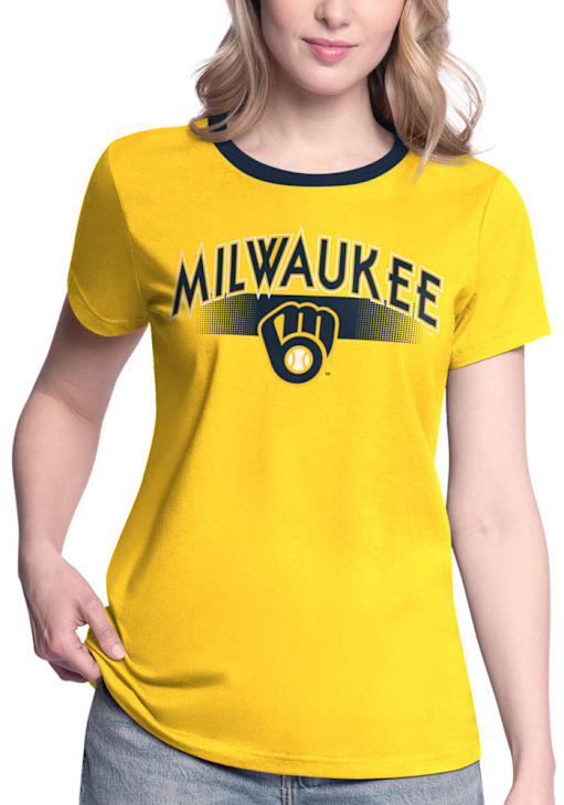 Milwaukee Brewers Womens GOLD Pitch T-Shirt 9437606