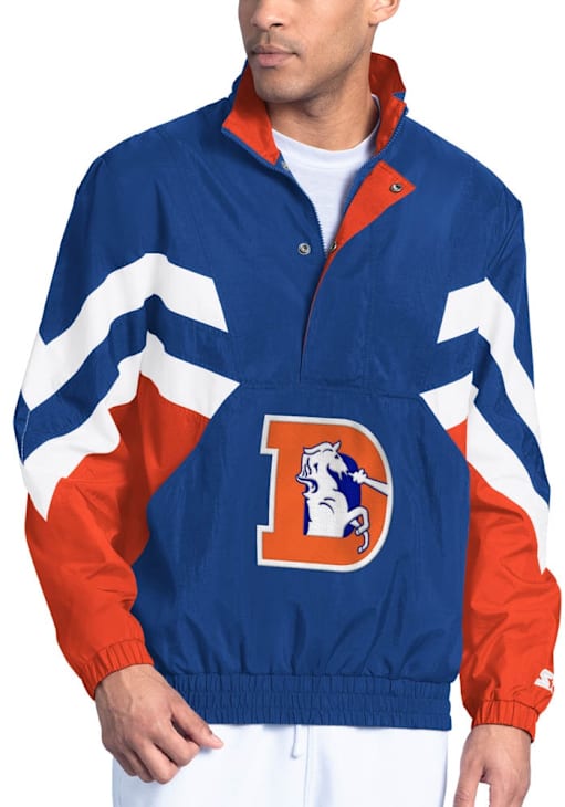Starter Denver Broncos Mens Blue Retro Striker Pullover Jackets
